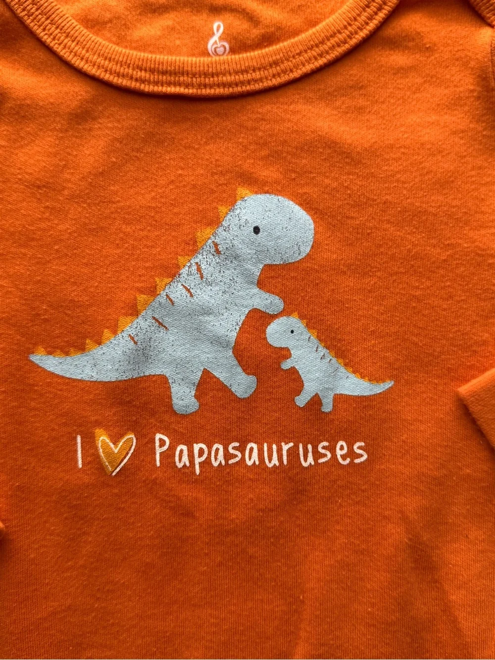 Lullaby Lane I Love Papasauruses Dinosaur Long Sleeve Bodysuit 18M Orange